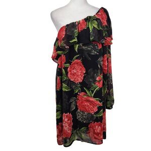 ee:some Red Floral One Shoulder Dress NWT Size Large Wedding Guest Dress